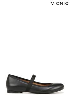 Vionic Leather Joseline Mary Janes Black Shoes (933648) | $191