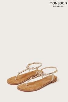 Monsoon Gold Embellished Toe Post Leather Sandals (935023) | 80 €