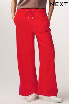 Red/Pink Linen Blend Side Stripe Track Trousers (935125) | $45
