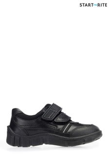 Start-Rite Luke Rip Tape Black Leather School Shoes F Fit (935250) | 19,460 Ft