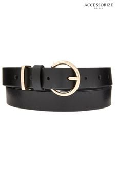 Accessorize Black Round Buckle Leather Jeans Belt (935480) | AED121