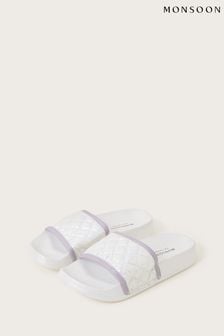 Monsoon White Shimmer Quilted Sliders (935491) | €11 - €12