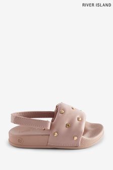 River Island Mädchen Gesteppte Slider mit Herzverzierung, Rosa (935540) | 10 €