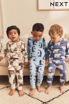 Bleu/écru Cream Penguin/ours polaire - Lot de 3 pyjamas confortables (9 mois - 12 ans) (935937) | €28 - €34