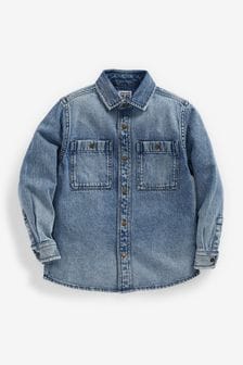 Blue Washed Long Sleeve Denim Shirt (3-16yrs) (936018) | €10 - €13