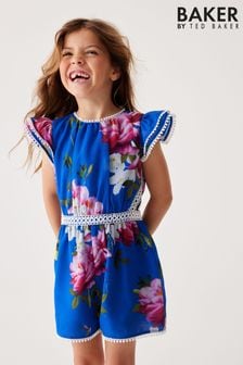 Baker by Ted Baker Blue Floral Cutout Playsuit (936533) | €44 - €51