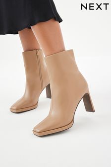 Camel Brown Forever Comfort® Squared Toe Ankle Heeled Boots (937004) | €26