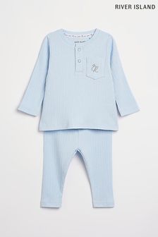 River Island Baby Boys Blue Pocket Long Sleeve Rib Set (937229) | $23