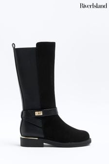 River Island Black Girls  Lock Riding Knee High Boots (937230) | 58 €