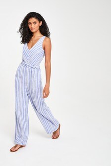 Blue Stripe Linen Blend Jumpsuit (937489) | €12