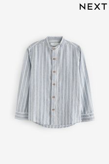 Grey Stripe Grandad Collar Long Sleeve Shirt (3-16yrs) (937728) | €18 - €25