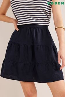 Boden Blue Pull-On Tiered Linen Skirt (937842) | €95