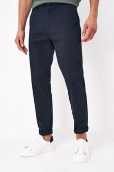 Tmavě modrá - Rovně střižené - Strečové plátěné kalhoty (937951) | 755 Kč