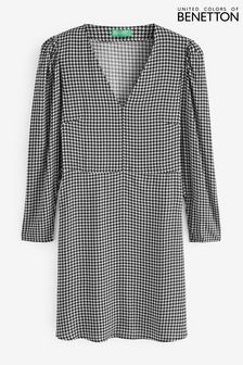فستان أسود مربعات صغيرة منقوشة ورقبة سبعة من Benetton (938261) | 376 ر.ق