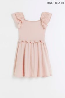 River Island Girls Pink Flutter Frill Skater Dress (938306) | €20 - €28