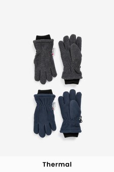 Navy Blue/Grey 2 Pack Thermal Fleece Gloves (3-16yrs) (938451) | 14 € - 18 €
