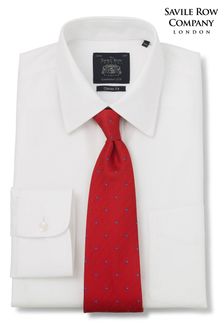 Savile Row White Twill Classic Fit NoIron Single Cuff Shirt (9385Q3) | kr779