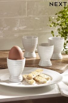 Set of 4 White Malvern Embossed Egg Cups (938621) | OMR4