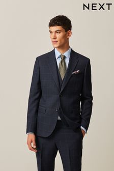 Navy Blue Slim Fit Prince of Wales Check Suit Jacket (938785) | kr927