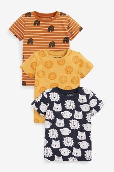 Lot de 3 t-shirts imprimés animaux de la jungle (3 mois - 7 ans)