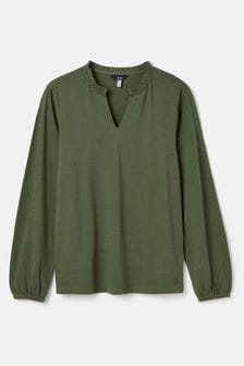 Joules Green Jersey Frill Blouse (938950) | OMR12