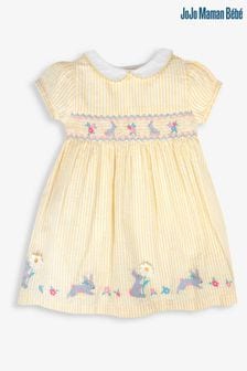 JoJo Maman Bébé Yellow Bunny Appliqué Smocked Dress (938996) | KRW47,600