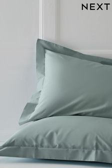 Set of 2 Sage Green Cotton Rich Pillowcases