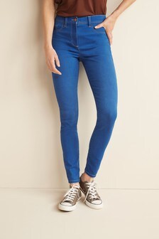 Legging remodelant en jean ultra-stretch doux au toucher avec braguette zippée