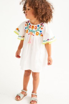 Robe brodée style caftan​​​​​​​ en coton bio (3 mois - 7 ans)