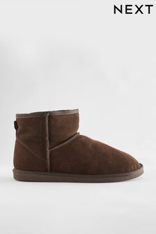 Brown Luxury Faux Fur Lined Suede Slipper Boots (940204) | €19