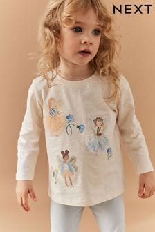 Светло-бежевый Cream Pretty Fairy - Футболка с длинными рукавами и принтом (3 мес.-7 лет) (940358) | €6 - €7