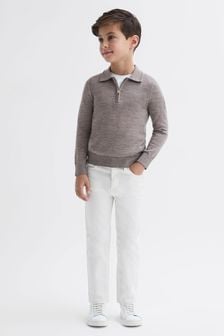 Reiss Woodsmoke Robertson Junior Slim Fit Merino Wool Polo Shirt (940376) | AED245