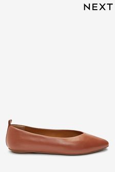 Tan Brown Signature Leather Ballerina Shoes (940431) | $43