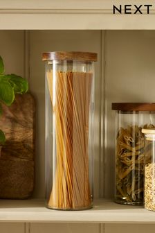 Clear Glass Pasta Jar with Bamboo Lid