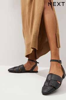שחור - נעלי עור עם דוגמה קלועה של Forever Comfort® דגם Huaraches (941911) | ‏120 ‏₪