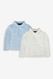 JoJo Maman Bébé Blue & Natural 2-Pack Polo Shirts (942083) | LEI 137
