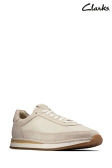 Clarks White Combi CraftRun Lace Trainers