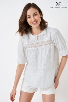 Weiß - Crew Clothing Company Bluse aus Baumwolle, Blau (942215) | 45 €
