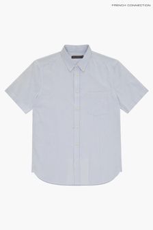 French Connection Blue Sky Stripe Pocket Short Sleeve Shirt