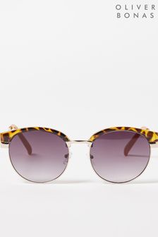 Oliver Bonas Orange Tortoiseshell Metal Arm Club Master Sunglasses (942589) | €14