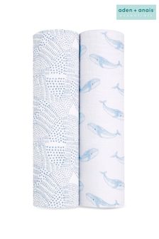 aden+anais Blue Organic Cotton Muslin Blankets 2 Pack (943115) | AED172
