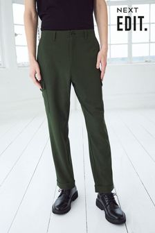 Khaki Green Relaxed Tapered EDIT Twill Cargo Trousers (943438) | $56
