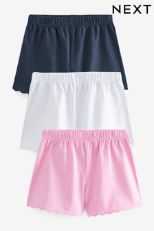 Navy 3 Pack Cotton Scallop Edge Shorts (3mths-7yrs) (943688) | HK$105 - HK$131