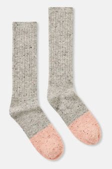Różowe/szare - Joules Wool Blend Ankle Socks (944221) | 65 zł
