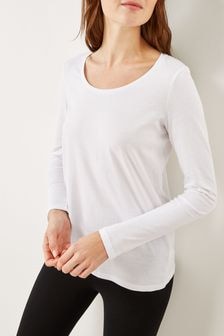 White Long Sleeve Crew Neck Top (944650) | $14