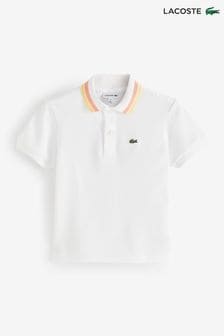 Lacoste Childrens Tri-Colour Tipped Collar Pique Polo Shirt (944725) | OMR28 - OMR31