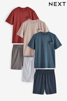 Blue/Stone/Red Jersey Pyjama Shorts Set 3 Pack (944737) | HK$474