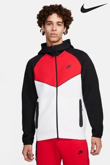 Czarno-czerwona - Bluza polarowa z kapturem Nike Tech zapinana na suwak (944847) | 695 zł