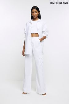 River Island White Utility Cargo Trousers (945534) | €18.50