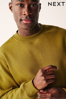 Olivengrün - Reguläre Passform - Jersey-Sweatshirt mit hohem Baumwollanteil und Rundhalsausschnitt (945540) | 19 €